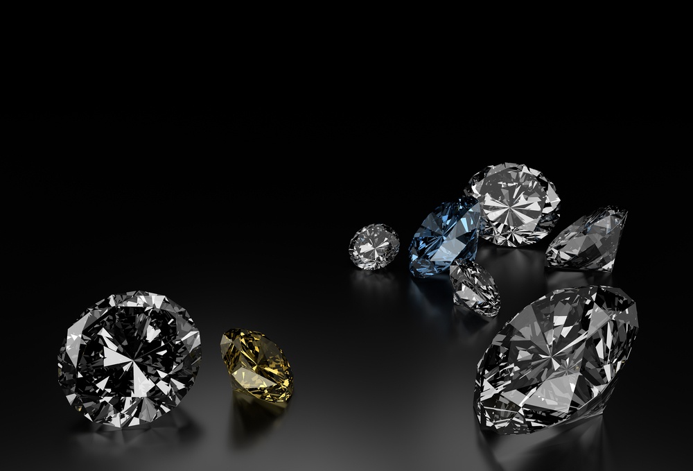 diamonds on black background blue and yellow small diamonds