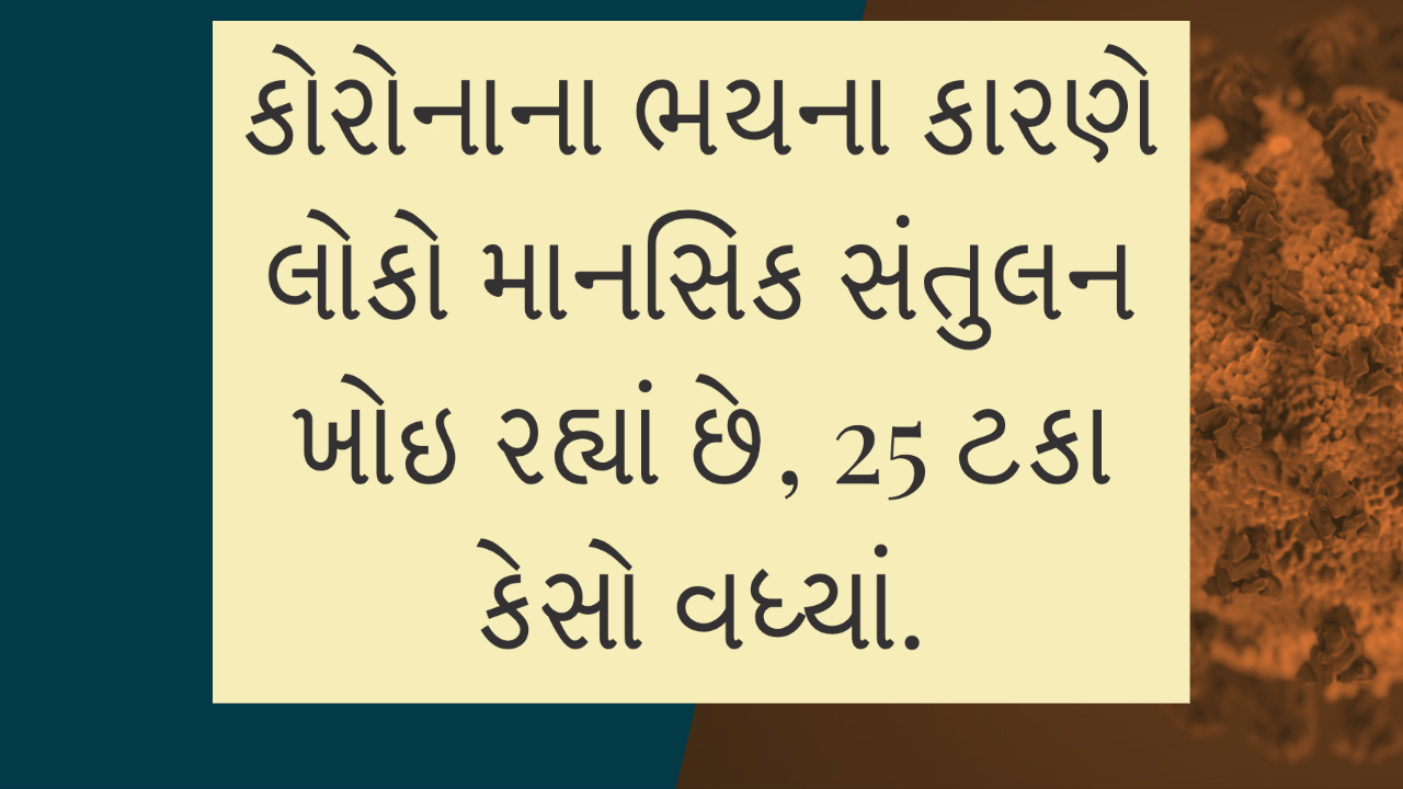 કોરોનાના ભયના કારણે લોકો માનસિક સંતુલન ખોઇ રહ્યાં છે, 25 ટકા કેસો વધ્યાં...