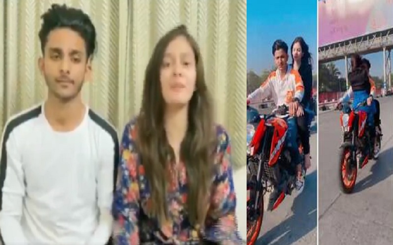 girl boy bike stunt