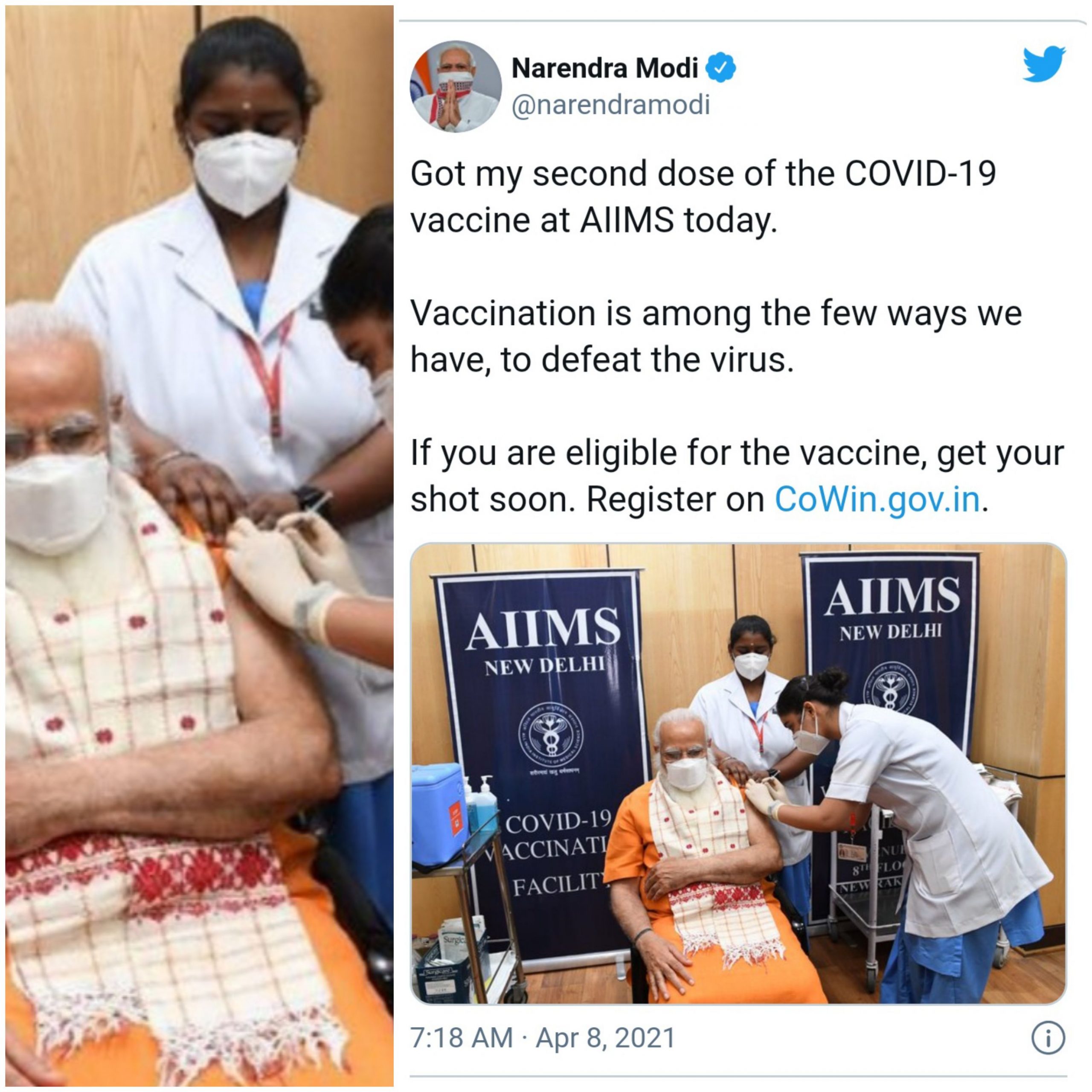 PM મોદી એ કોરોના વેકસીન નો બીજો ડોઝ લીધો,જનતા ને વેકશીન લેવા કરી અપીલ 20210408 102242 Scaled Satya Day