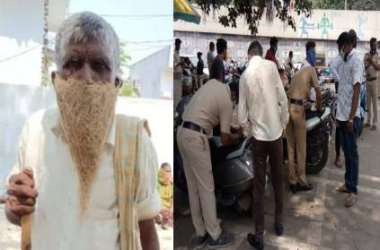 telangana old man wearing a mask in a birds nest