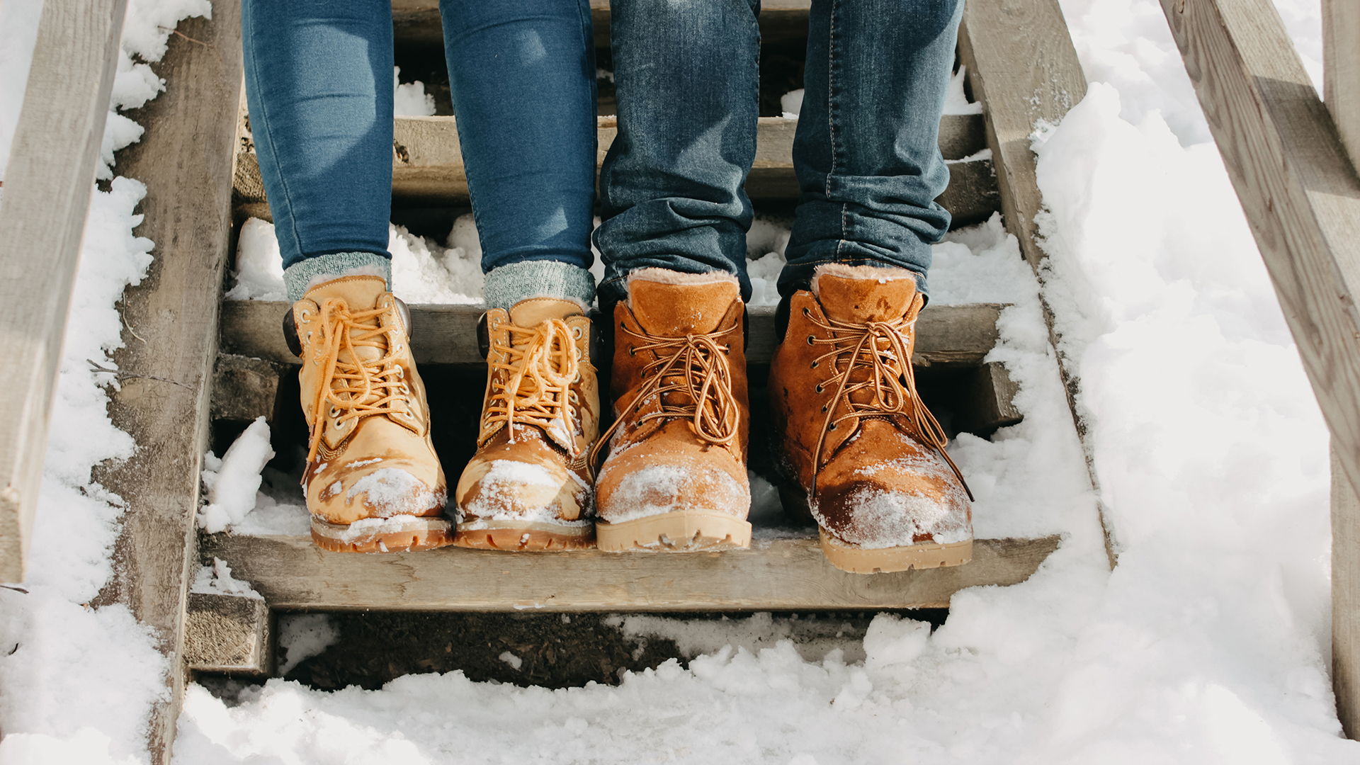 Winter Boots Couple On Steps Satya Day