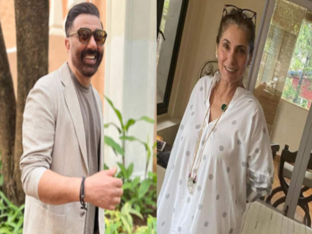 Gadar 2 Actor Sunny Deol And Dimple Kapadia Spotted Outside Eye Clinic Video Goes Viral On Social Media Satya Day