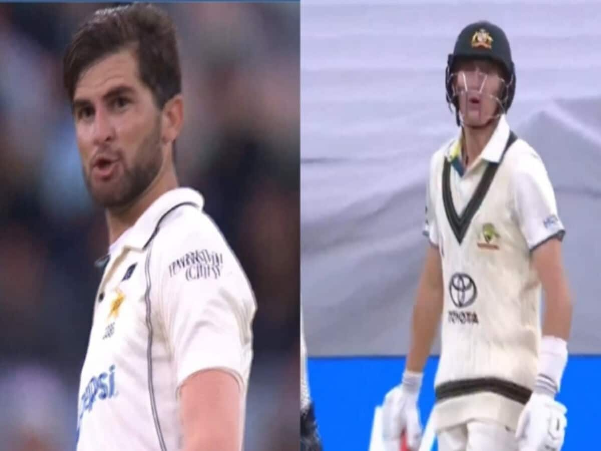 shaheen afridi and marnus labuschagne heated argument during aus vs pak 2nd test here you see video