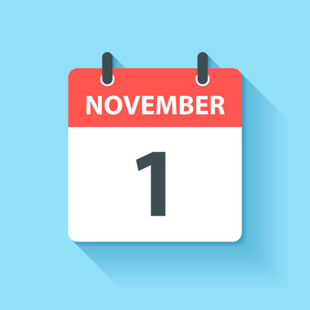November 1 Daily Calendar Icon In Flat Design Style Satya Day