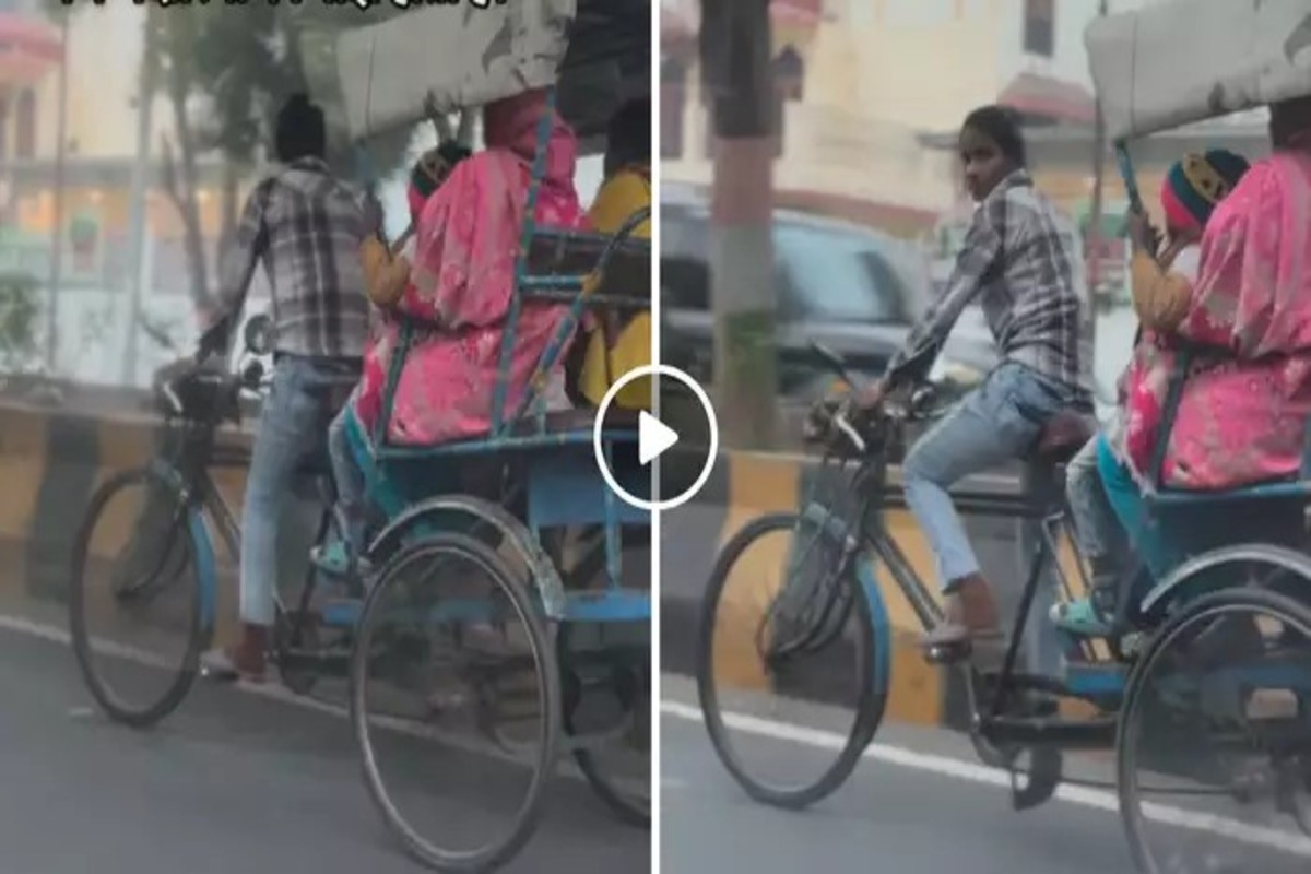 Girl Pulling Rickshaw Viral Video