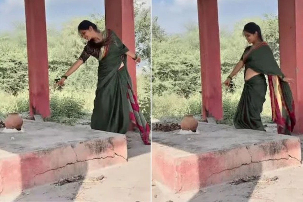 Girl dance in crematorium