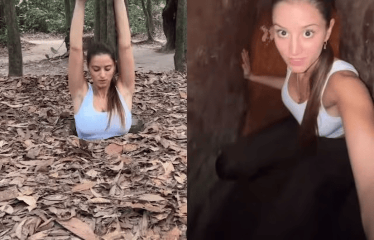 Girl finds hidden tunnel in forest