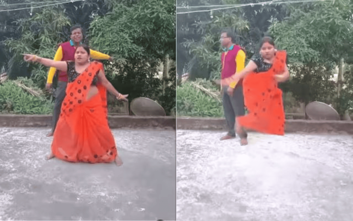 Woman's Fun Dance on the Roof