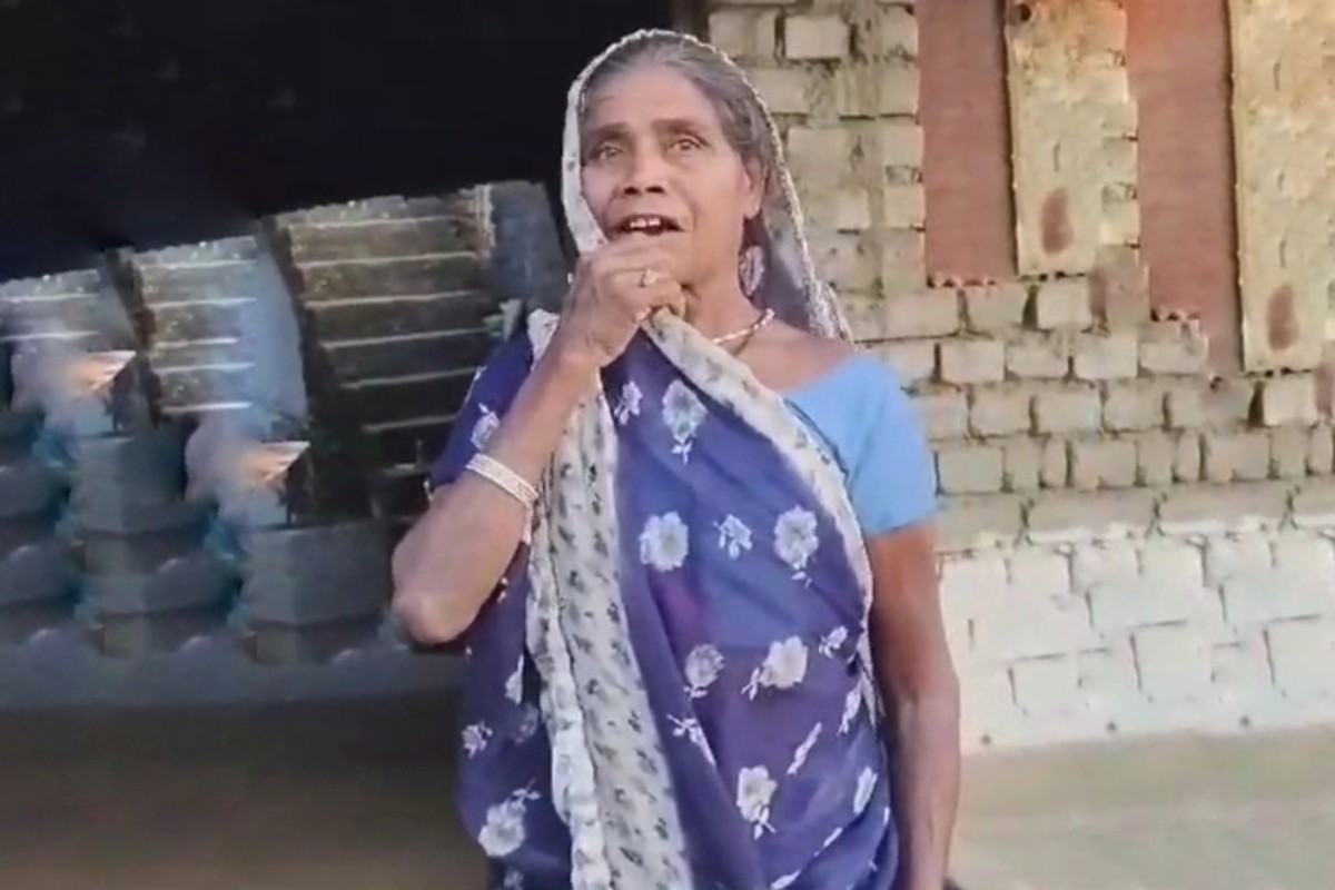 Woman eating bricks and stones