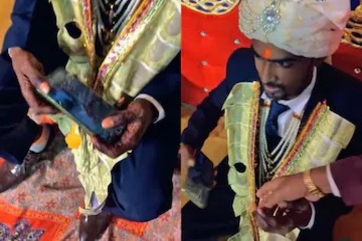 Groom playing Free Fire game