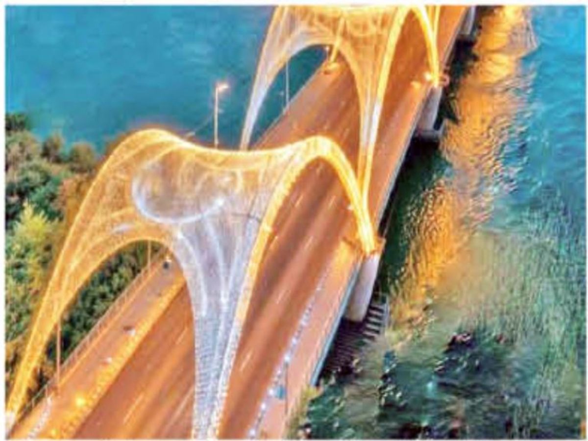 Religious Statue Bridge On Narmada