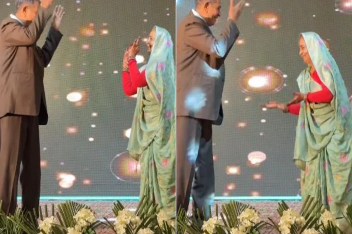 Elderly Couple Energetic Dance