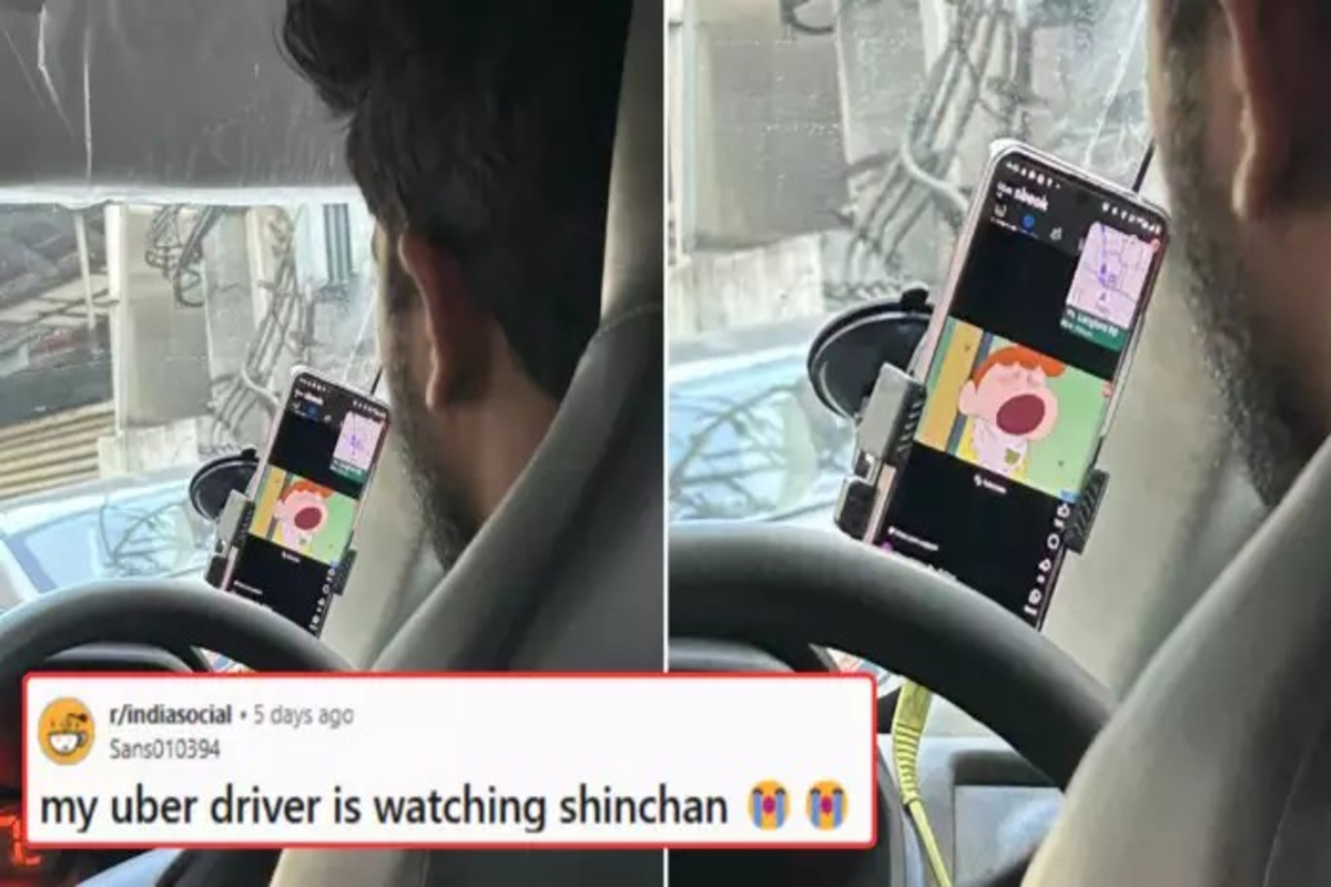 Driver Watches Shin-Chan While Driving