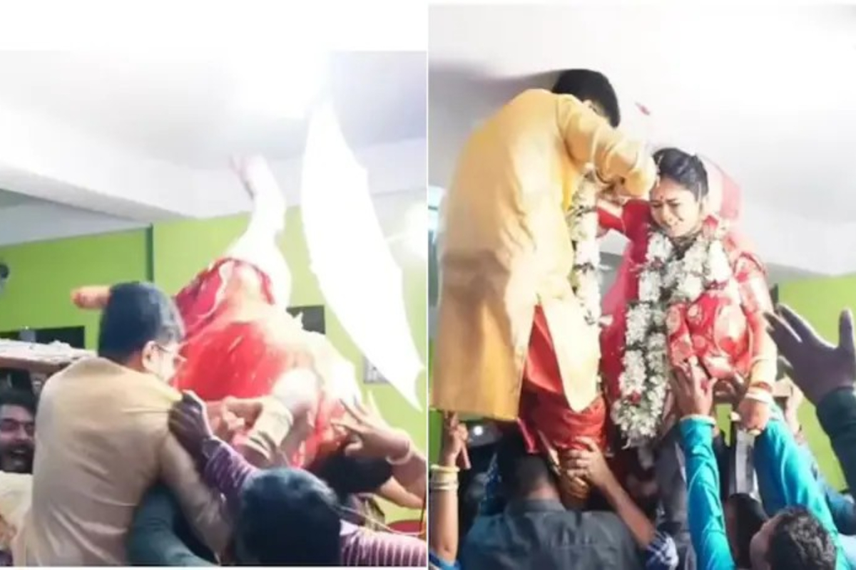 Bride & groom fell down Video