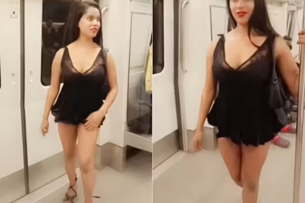 Girl In Short Clothes In Metro