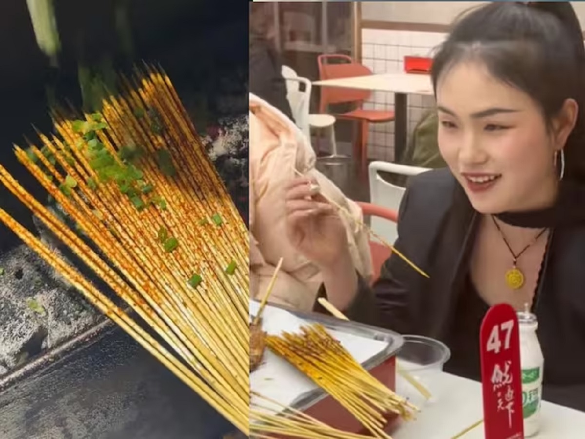 Vendor Sells Spicy Bamboo Sticks
