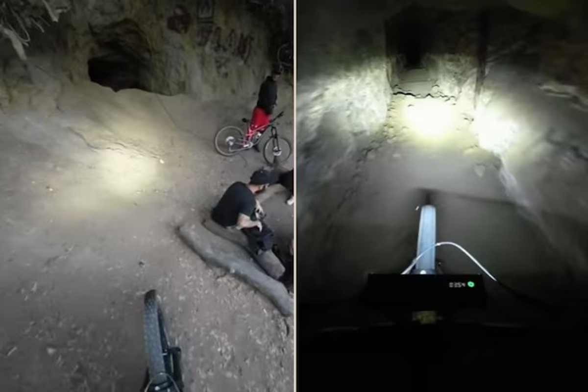 Man enter cave with bicycle viral video