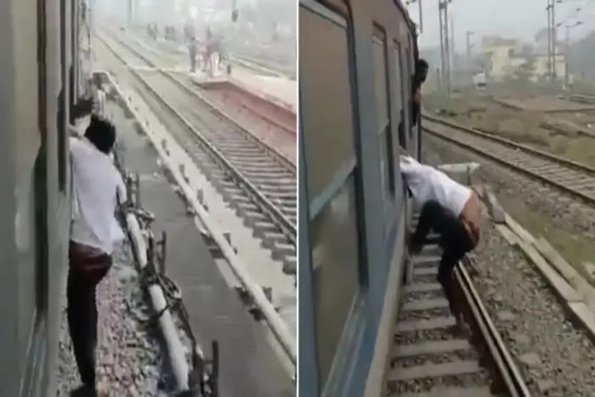 Phone Snatching on Moving Train Video
