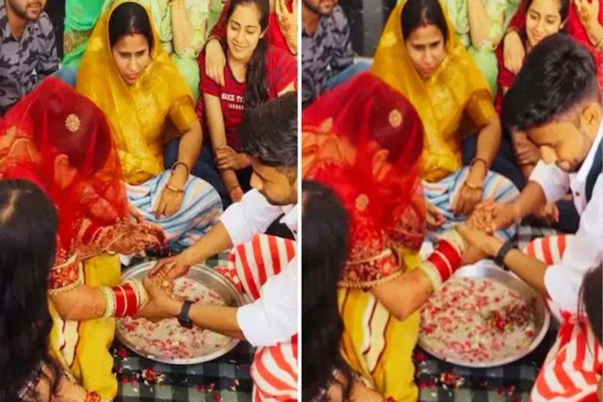 Bride shows power to groom video