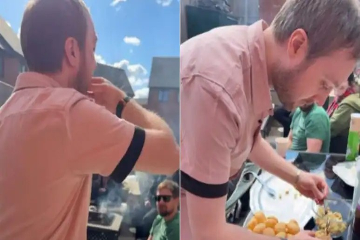 British husband enjoying golgappas video