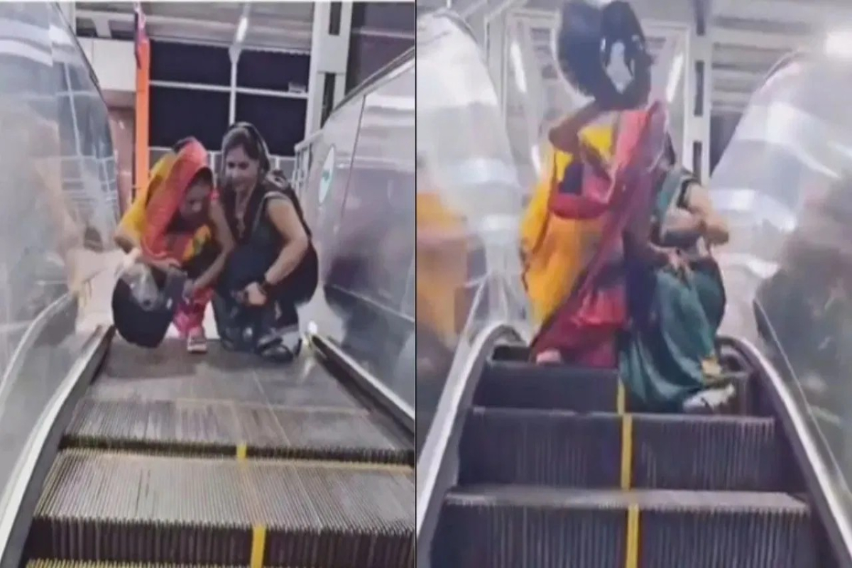 Women Escalator Trick Viral Video