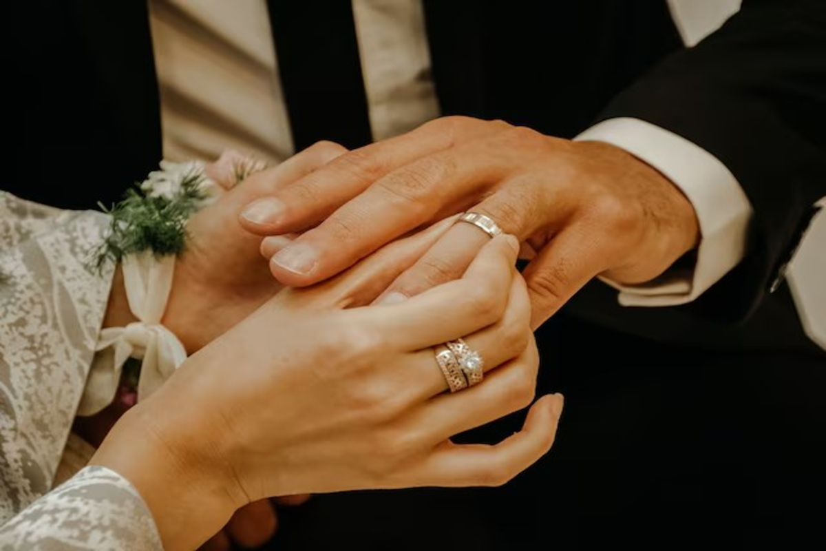 Late Husbands Ring on Wedding Day