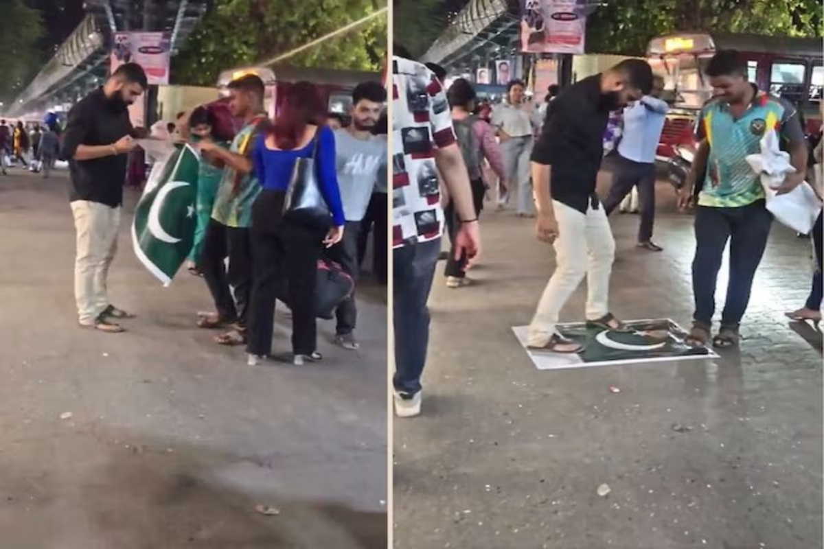 Protesters Stick Pakistani Flag on Road Video