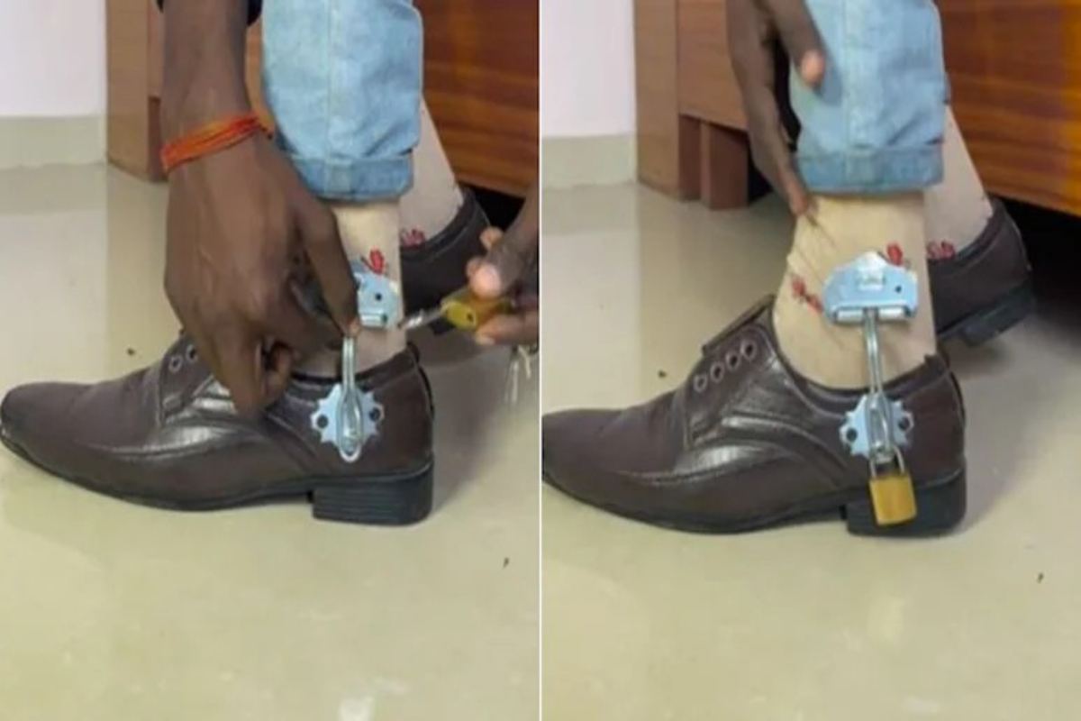 Man locked his shoes and socks video