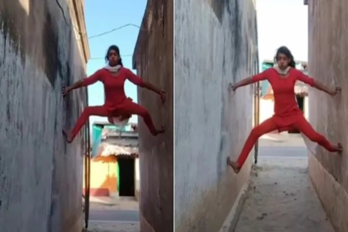 Girl Climbs On The Wall Video
