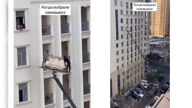 Sofa Delivery With Crane Viral Video