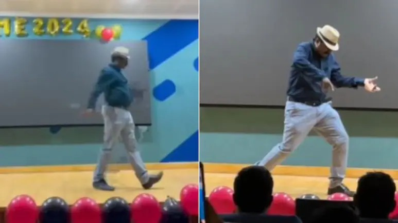 Professor energetic dance video