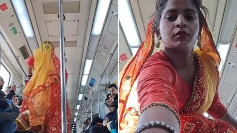 Woman Runs in Delhi Metro Video