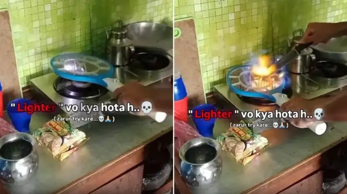 Man Ignites Gas Stove With Mosquito Killer Racket