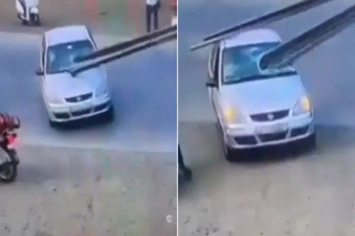 Iron Rods Tear Through Car Windscreen Video
