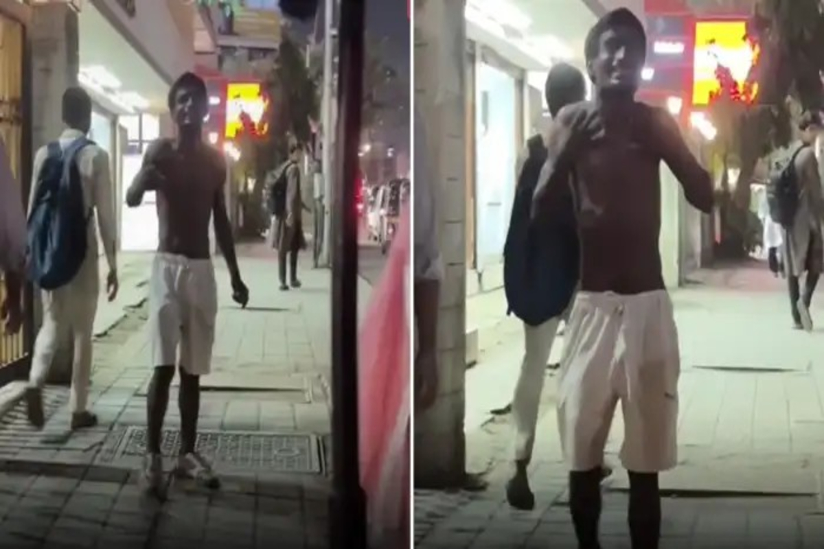 Drunk man harasses woman video
