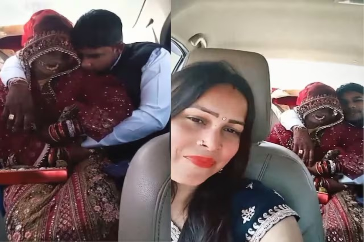 Bride groom romance in car viral video
