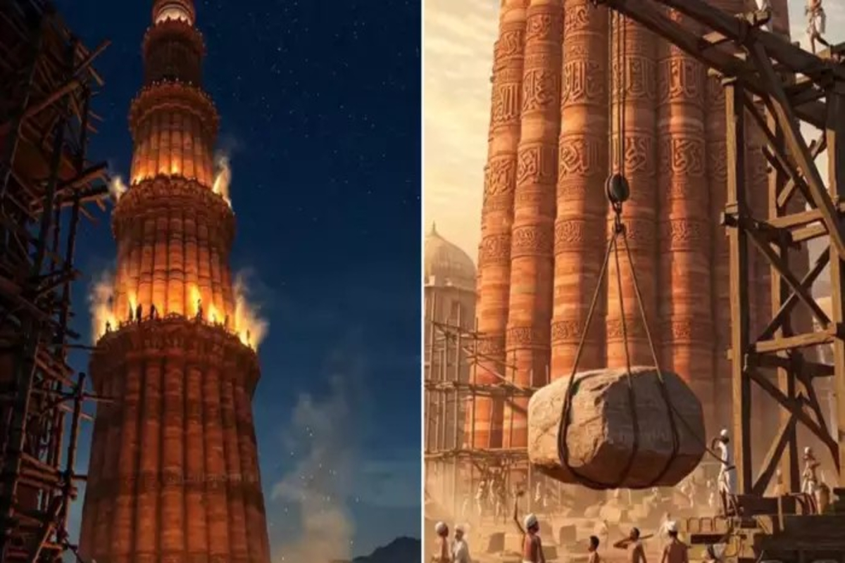 AI Video Of Qutub Minar Making