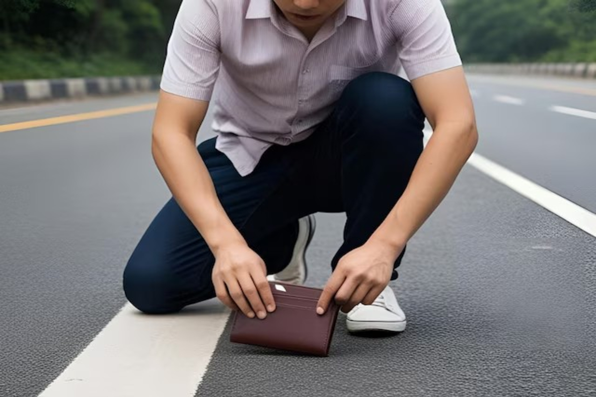 Man found stranger purse on road