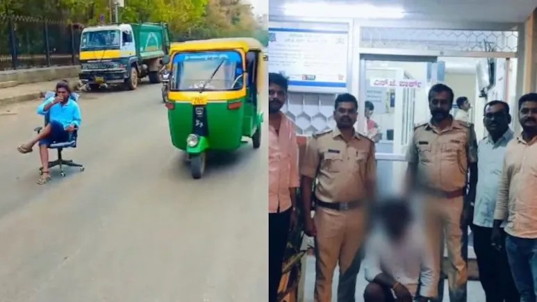 Man drinks tea on road video