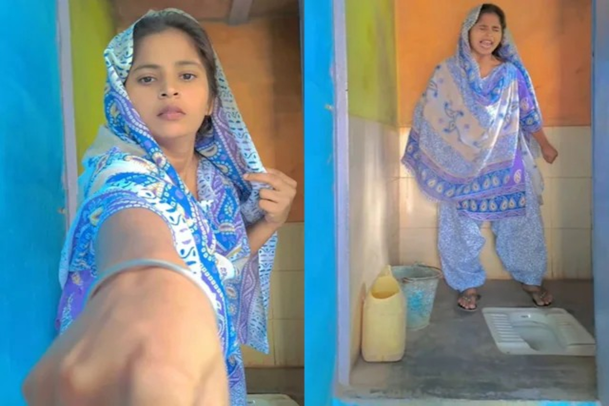 Woman Acting in Toilet Video