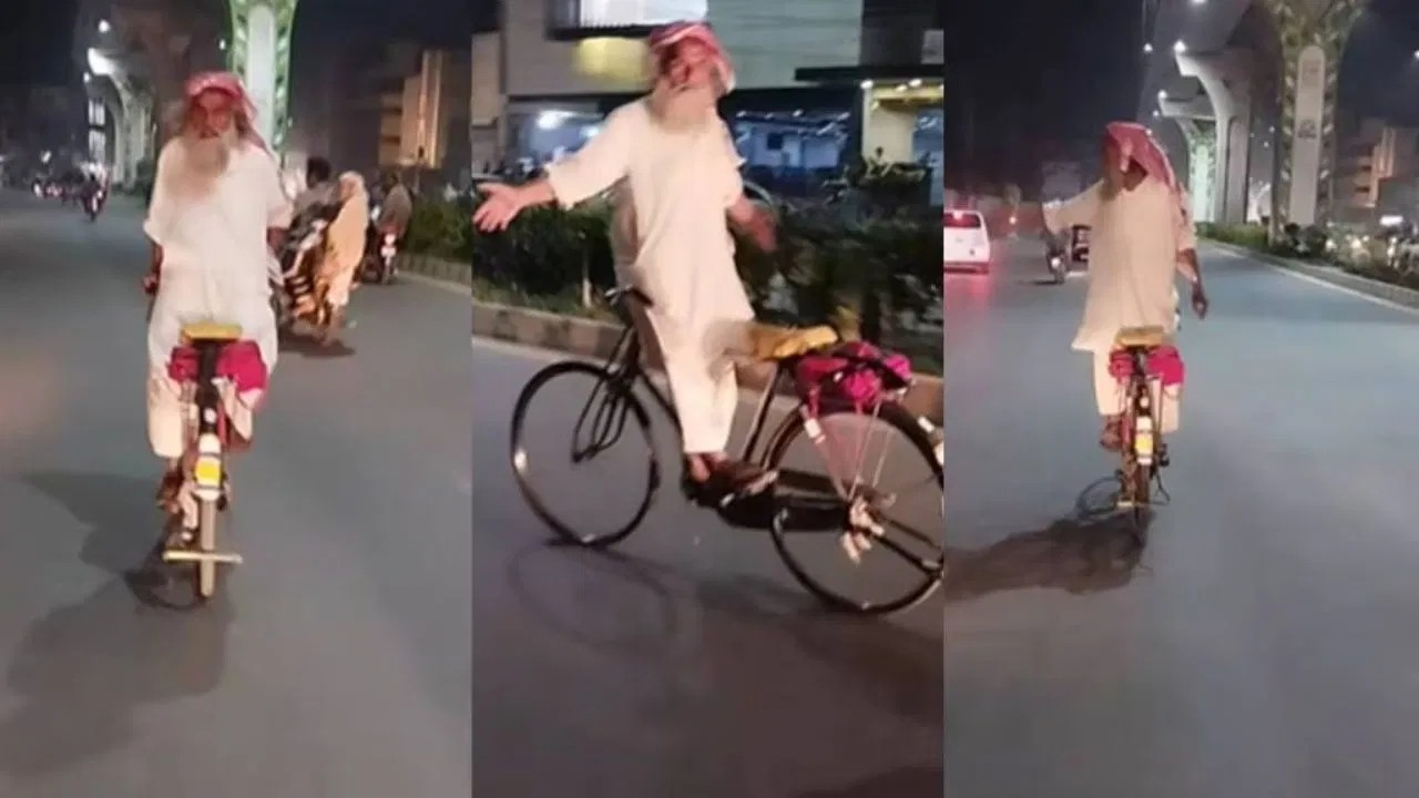 Old Man Perform Cycle Stunt Video