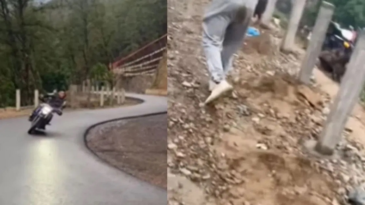 Man Ride Bike On Speed In Mountain