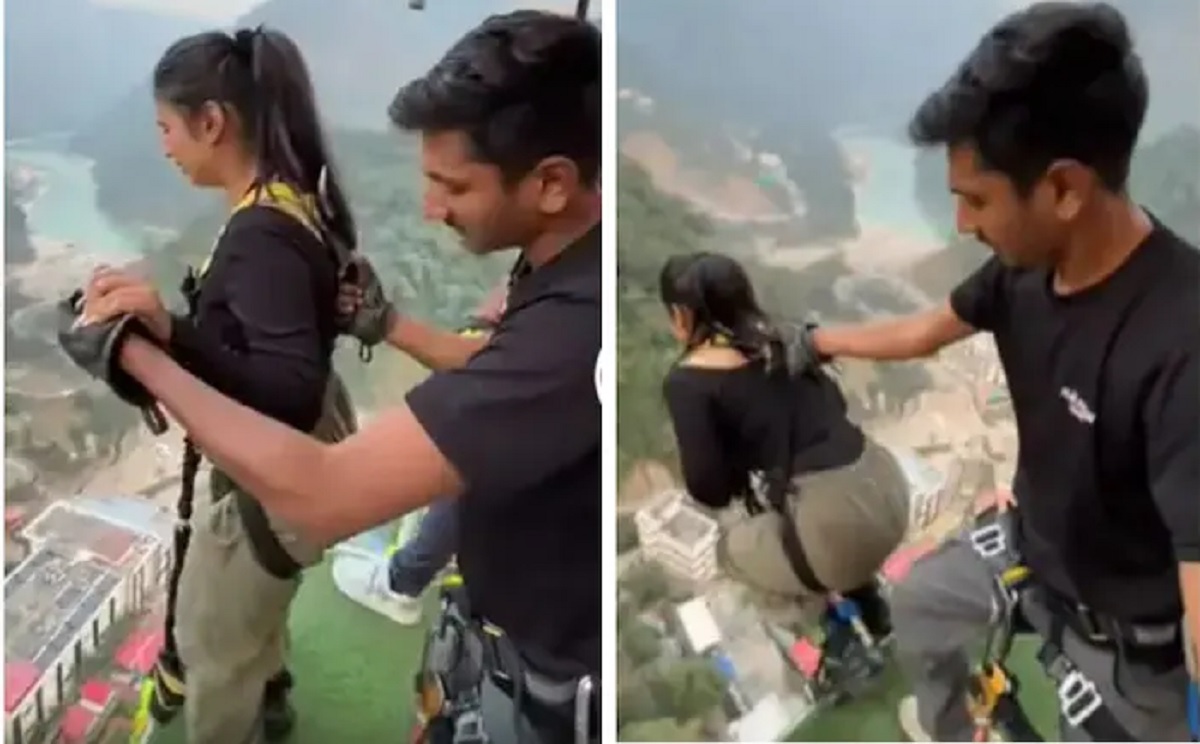Girl Bungee Jumping Viral Video