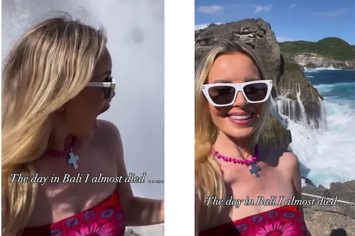 Woman Slammed By Giant Wave Bali